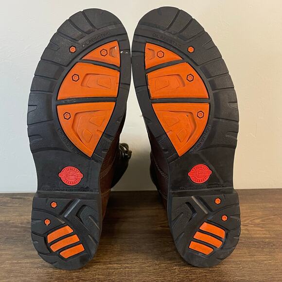 Justin Original Workboots WK920 Men’s 10.5D Brown Leather Lace Up Work Boots - Picture 6 of 14